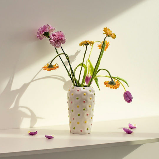 Homla Dekorative Keramikvase Weiß 12xH20cm