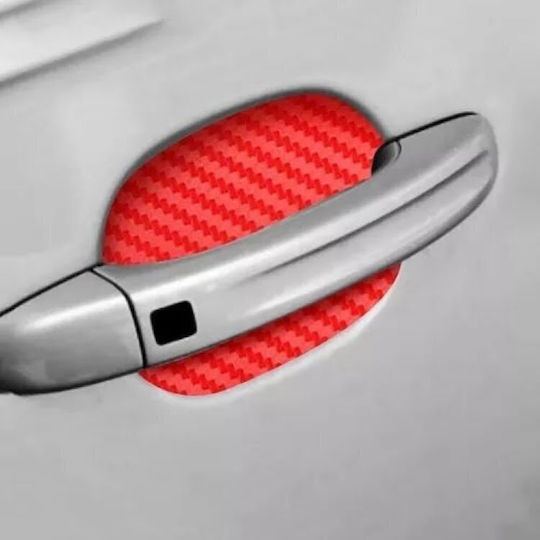 Set 4 Scratch Protection Door Handle Covers In 3d Red Carbon Sticker