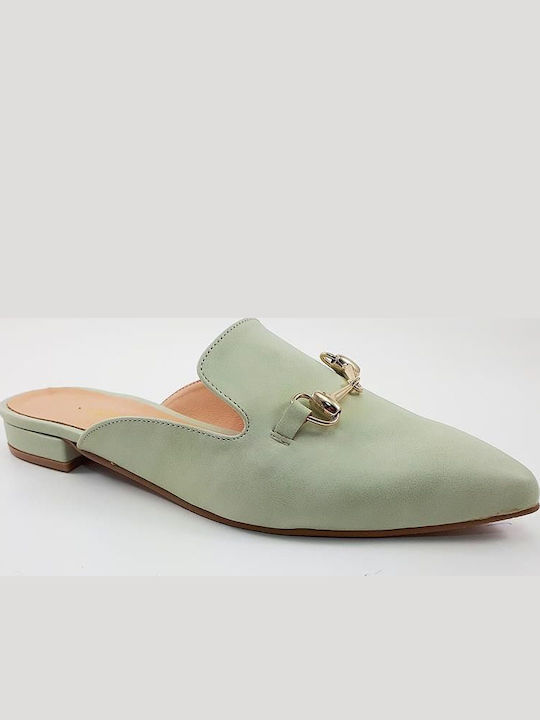 Mules mit Absatz in Türkis Farbe