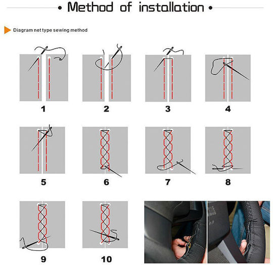 Auto-Lenkradabdeckung mit Durchmesser 39cm Leder Schwarz
