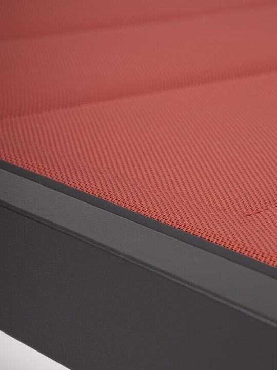 Liegestuhl Aluminium Hilde Rot 200x65x102cm.