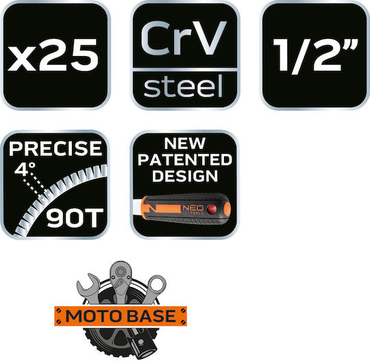 Neo Tools Καστάνια με Καρυδάκια 1\2" 25τμχ
