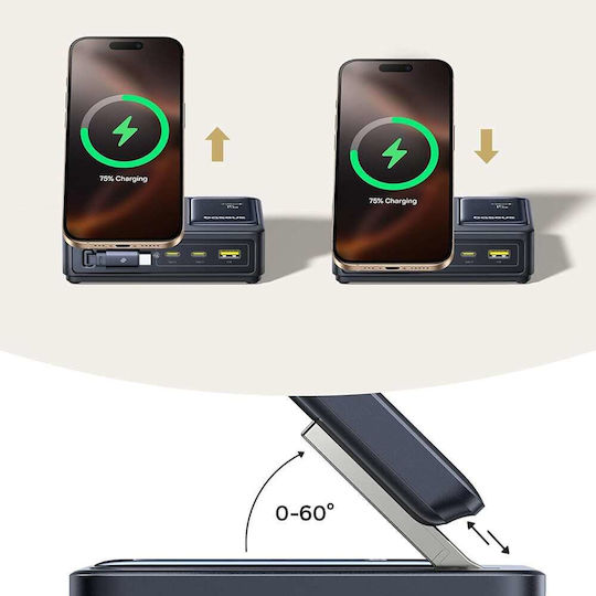 Baseus Ladestation mit USB-A Anschluss und 2 USB-C Anschlüsse und Kabel USB-C 140W in Schwarz Farbe (Nomos)