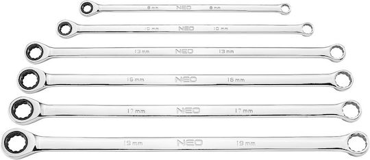 Neo Tools Σετ 6 Μονά Κλειδιά Πολύγωνα με Μηχανισμό Καστάνιας