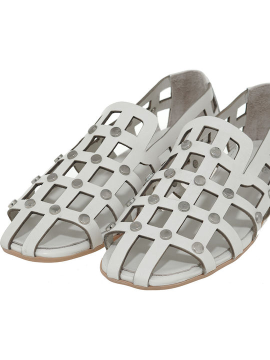 Δερμάτινα Γυναικεία Loafers σε Λευκό Χρώμα