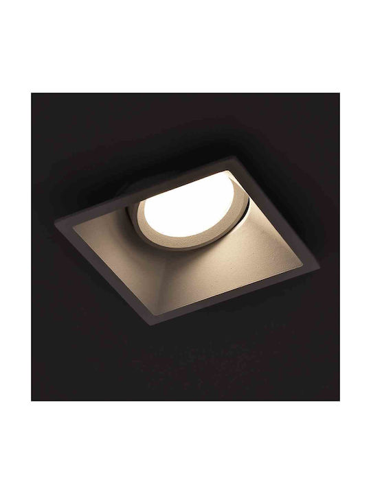 Eko Light Τετράγωνο Μεταλλικό Χωνευτό Σποτ με Ντουί GU10 Λευκό 1τμχ