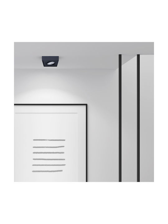 Eko Light Square Metallic Recessed Spot with Socket GU10 Black 1pcs