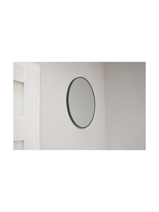 Wall Mirror with Black Metallic Frame Diameter 57.5cm 1pcs