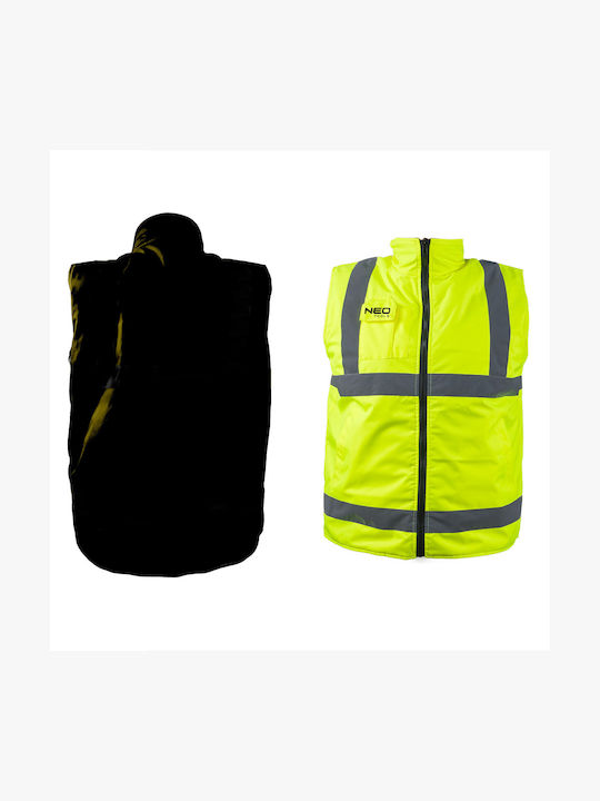 Neo Tools Hi-Vis Waterproof Men's Safety Vest with Reflective Film with Fleece Lining Yellow Double-sided