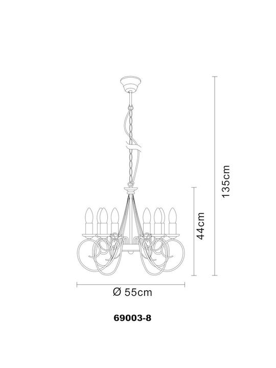 Globo Lighting Chandelier 8xE14 Silver 55cm 69003-8