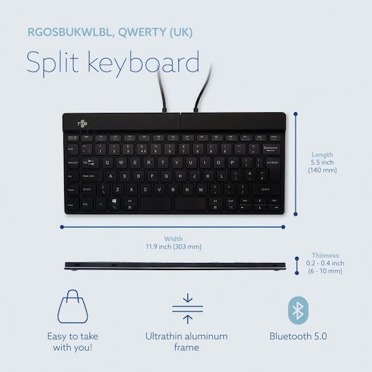 R-Go Tools Split Wireless Bluetooth Keyboard Only International English