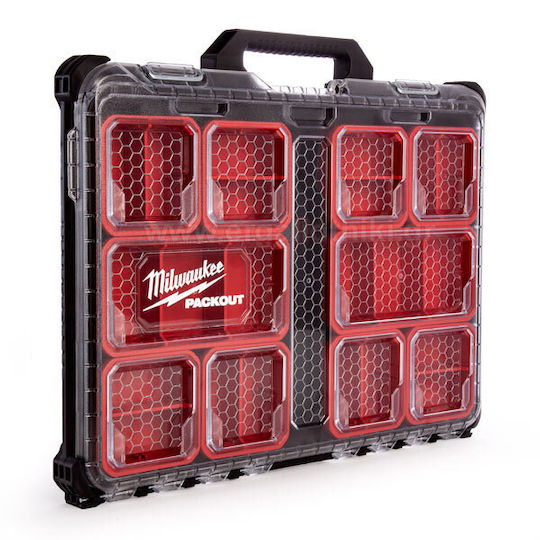 Milwaukee Packout Tool Compartment Organiser 10 Slot Adjustable & Removable Box Black 50x38x6.5cm