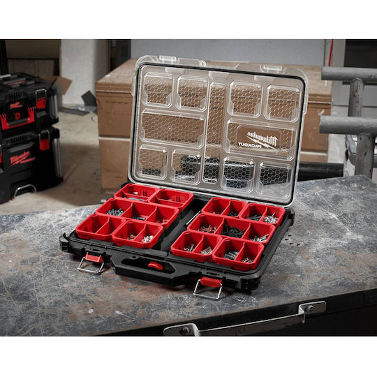 Milwaukee Packout Tool Compartment Organiser 10 Slot Adjustable & Removable Box Black 50x38x6.5cm