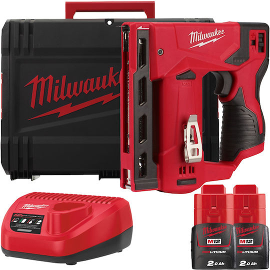 Milwaukee Καρφωτικό Μπαταρίας M12 BST-202X 12V 2x2Ah για Συνδετήρες 4933459635