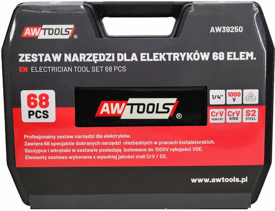 AWTools Βαλίτσα με 68 Εργαλεία Ηλεκτρολόγου