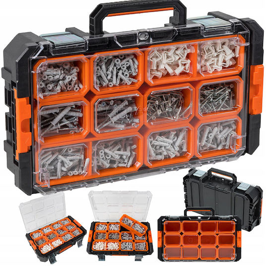 Tactix Cu roți Plastic Căruță 3 Secțiuni cu Geantă de scule L63.9xA37.6xÎ73.1cm Modular