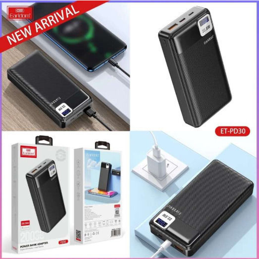 Earldom ET-PD30 Power Bank 20000mAh 22.5W με Θύρα USB-A και Θύρα USB-C Μαύρο