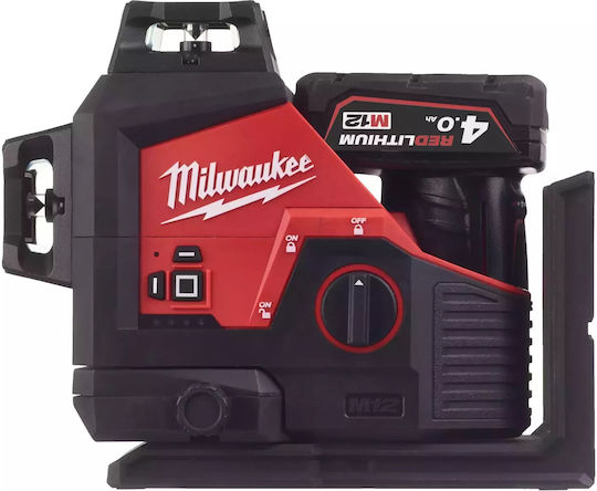 Milwaukee M12 3PL-401C 360° Self-leveling Rotational Laser Level Green Beam 12V with Working Range 38m
