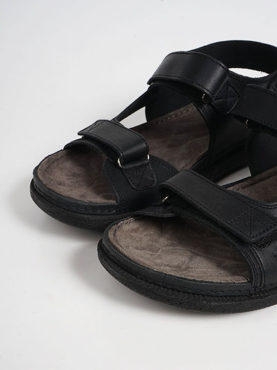 Leder Herrensandalen in Schwarz Farbe