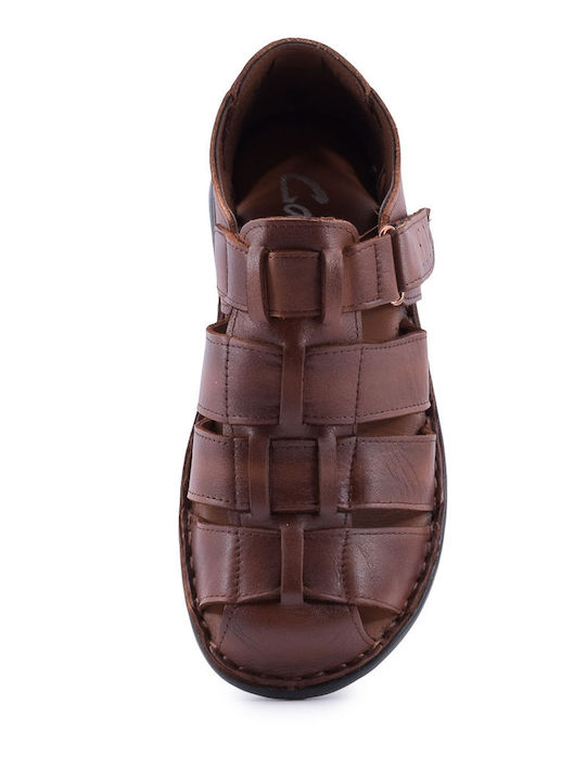 Leder Herrensandalen in Tabac Braun Farbe