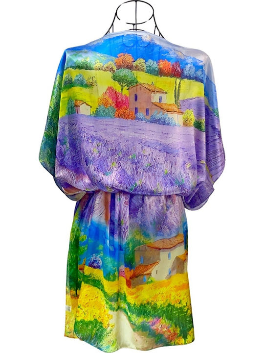 Damen Poncho-Kleid Lv24 Lila Gelb Einheitsgröße Intl