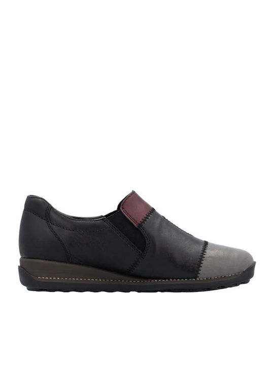 Ανατομικά Γυναικεία Slip-On Δερμάτινα Μαύρα