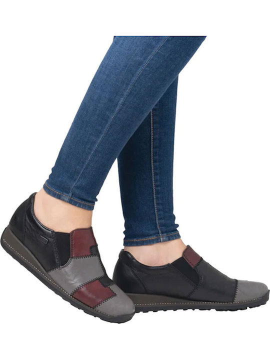 Ανατομικά Γυναικεία Slip-On Δερμάτινα Μαύρα