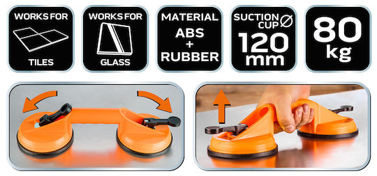 Neo Tools Dublu Ventuză Plastic Diametru 120mm cu Capacitate de Prindere 80kg