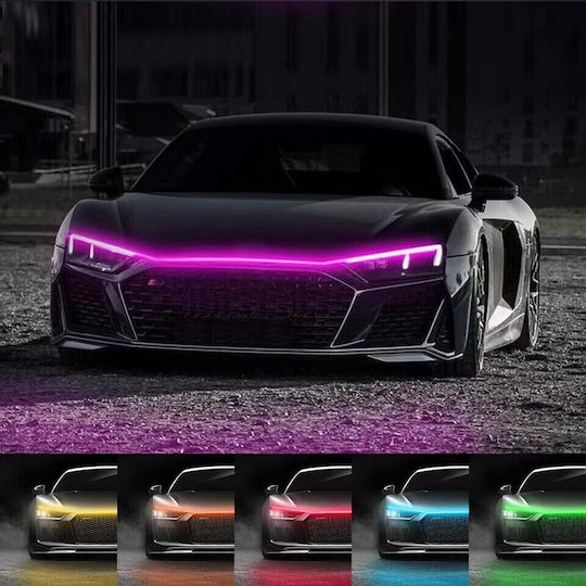Bandă Luminoasă cu LED pentru Capotă 12v 180cm Lungime Lumină Multicoloră RGB