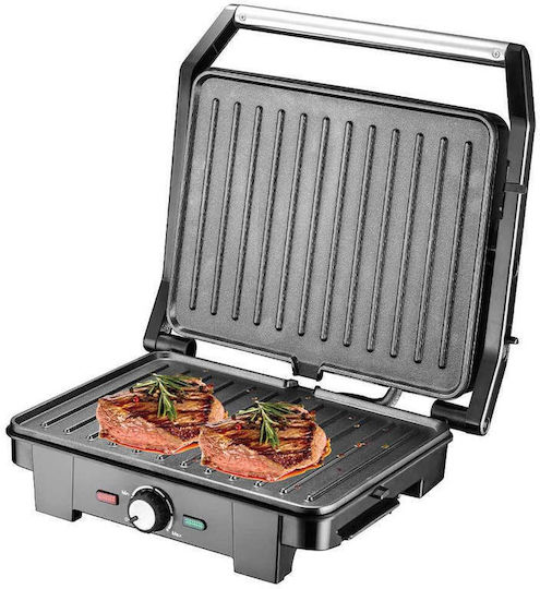 Bass Polska Tischplatte Elektrogrill Geriffelte Platte 2500W mit Deckel 33.5cmx32cmcm