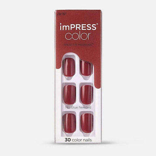 Kiss Impress Nail Tips in Burgundy Color 30pcs