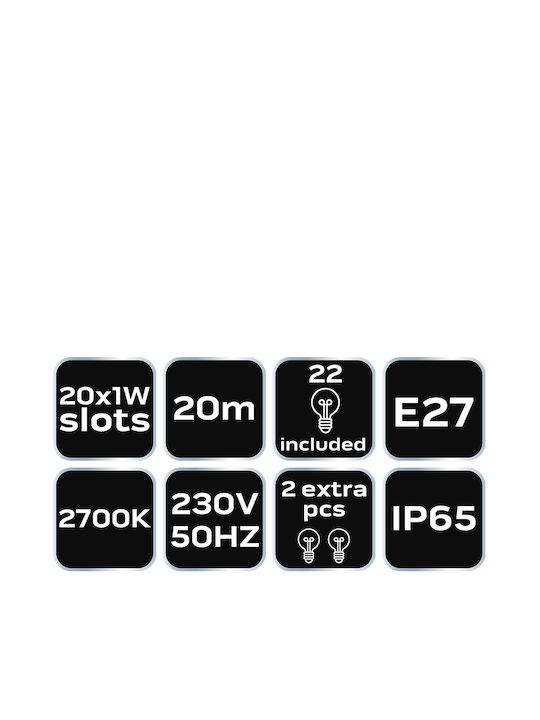 Neo Tools Outdoor Light String 20m
