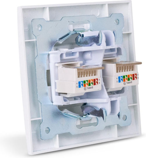 Entac ERWLS2-ARN-W Διπλή Πρίζα Δικτύου RJ45 με Πλαίσιο Τύπου Cat5 σε Λευκό Χρώμα 15.005.0106