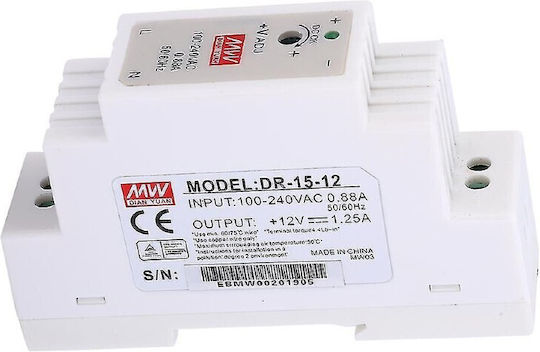 Mean Well DIN Rail Power Supply 1.25A/12V/15W