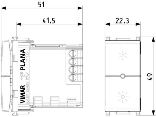 Vimar Recessed Dimmer Switch Without Frame Classic Button in White Color