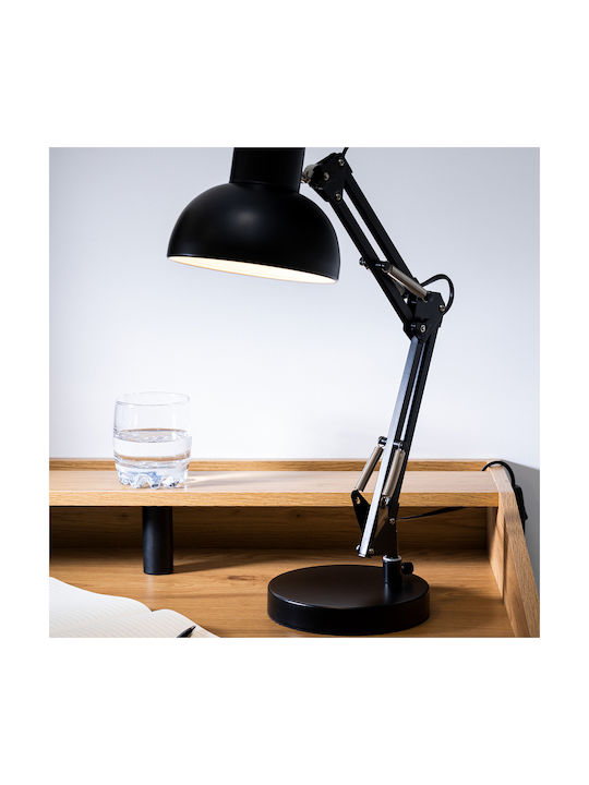 Office Lamp with Flexible Arm for Socket E27 in Black Color