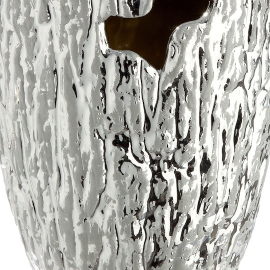 ArteLibre Διακοσμητικό Βάζο Κεραμικό Ασημί Φ14xΥ22cm