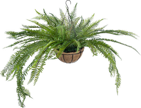Globostar Artificial Garden Fern Hanging Plant 20624 Artificial Hanging Decorative Fern Plant Y45cm