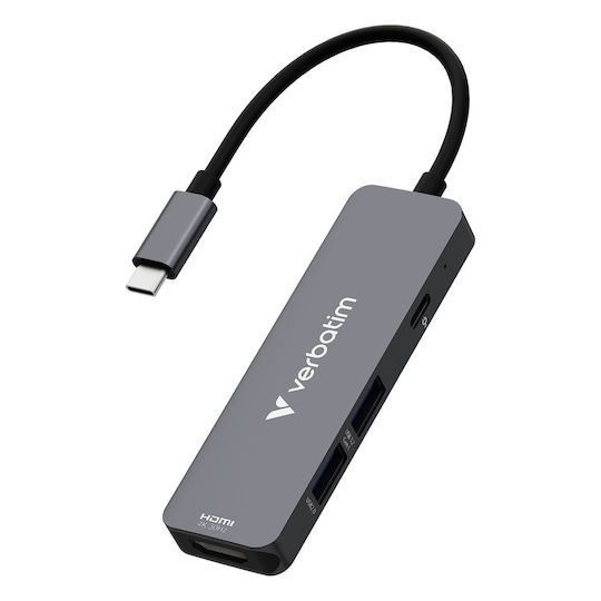 Verbatim USB-C Docking Station με HDMI 4K PD Γκρι (32155)