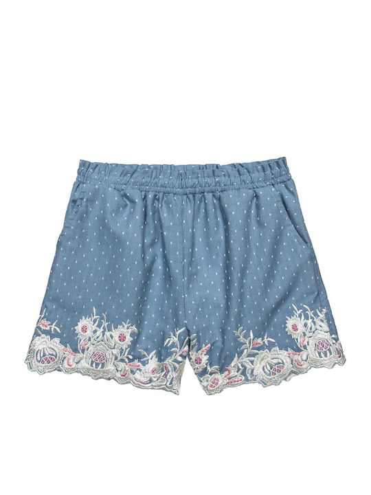 Kids' Set with Shorts Summer 2pcs Blue Embroidery