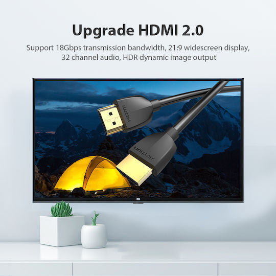 Vention HDMI 2.0 Premium High Speed 4K 60Hz HDR Cable HDMI male - HDMI male 0.5m Μαύρο