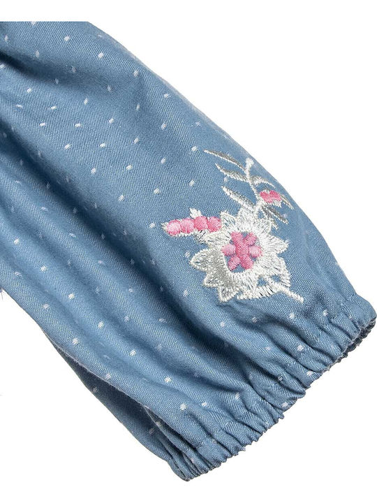 Kids' Set with Shorts Summer 2pcs Blue Embroidery
