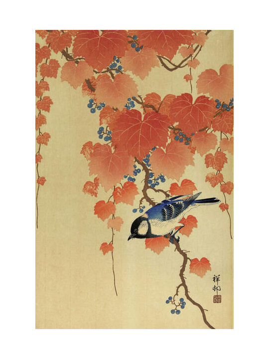Parastone Briefbeschwerer Ohara Koson "Meisen und Trauben"