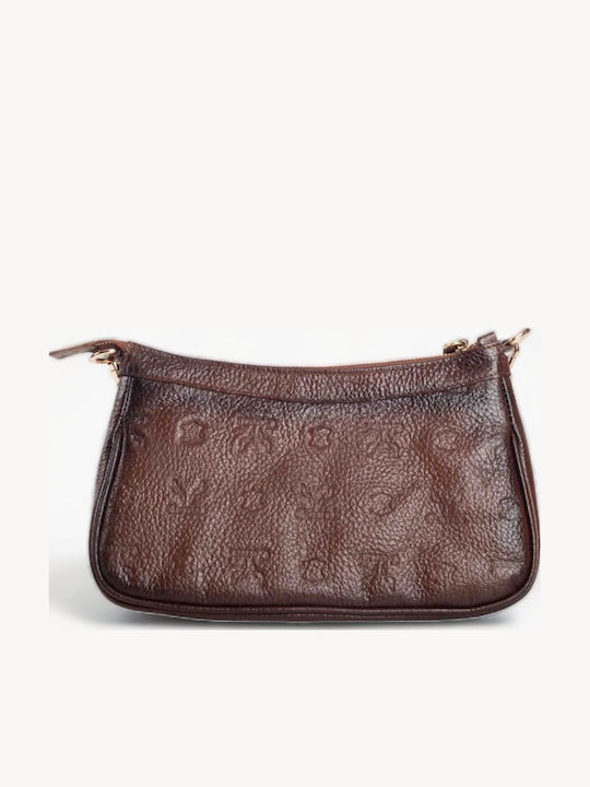 Δερμάτινη Γυναικεία Τσάντα Ώμου Dark Brown