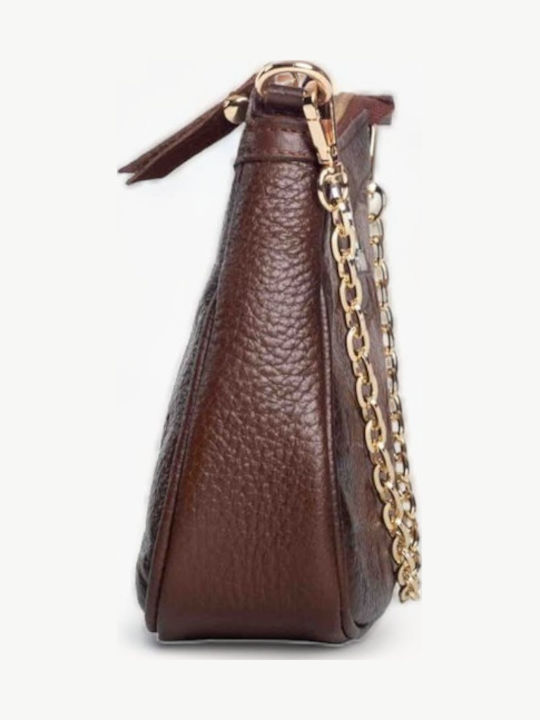 Δερμάτινη Γυναικεία Τσάντα Ώμου Dark Brown