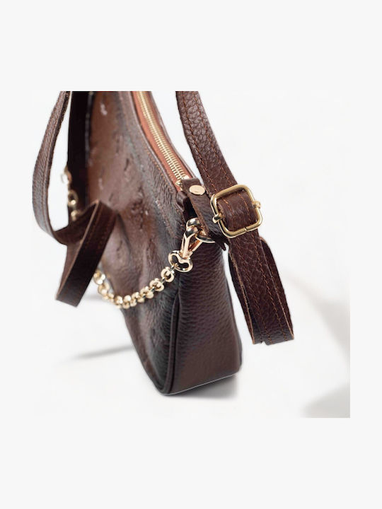 Δερμάτινη Γυναικεία Τσάντα Ώμου Dark Brown