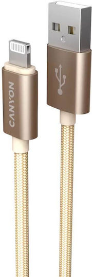 Canyon Geflochtenes USB-A zu Lightning Kabel 12W Gold 1m CNS-MFIC3GO