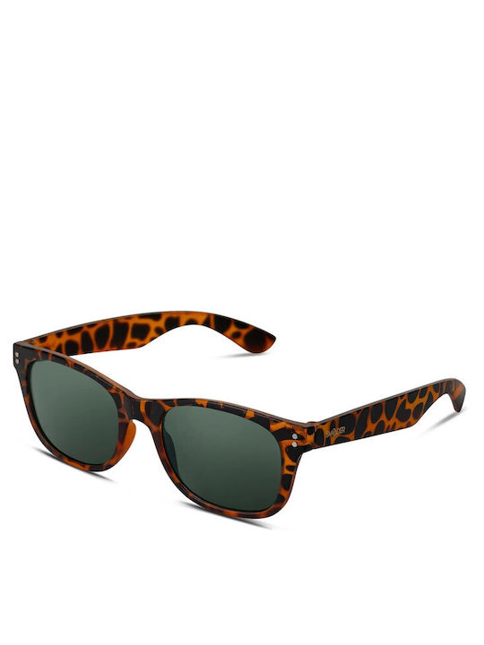 Smooder Unisex Sonnenbrille mit Braun Schildkröte Kunststoff Gestell und Grün Linse