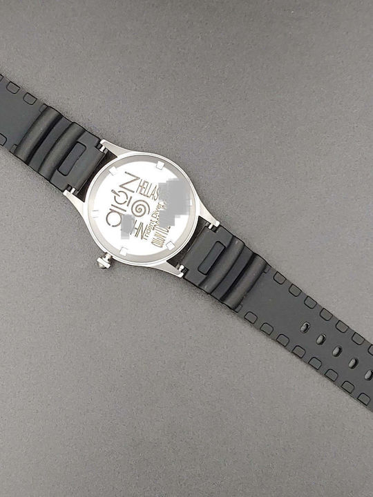 Aion Men's Watch Battery with Black Rubber Strap
