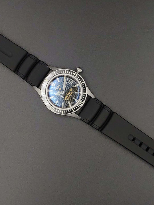 Aion Men's Watch Battery with Black Rubber Strap